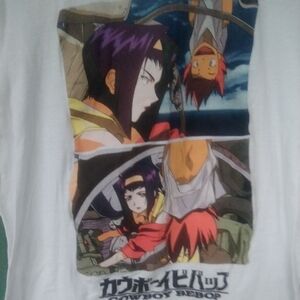 Men's Cowboy Bebop White Graphic T Shirt Anime Size Large 42/44 Unisex